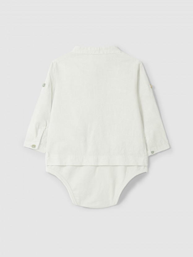 Body-camisa gola mao em linho