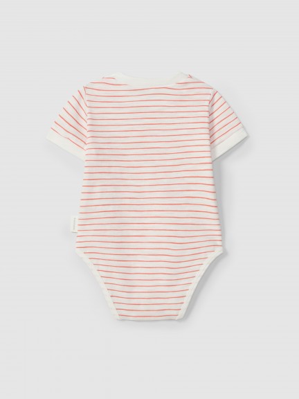 Striped bodysuit mandarin collar Striped bodysuit mandarin collar