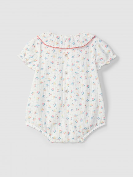 Floral print shortie with ruffled collar Floral print shortie with ruffled collar
