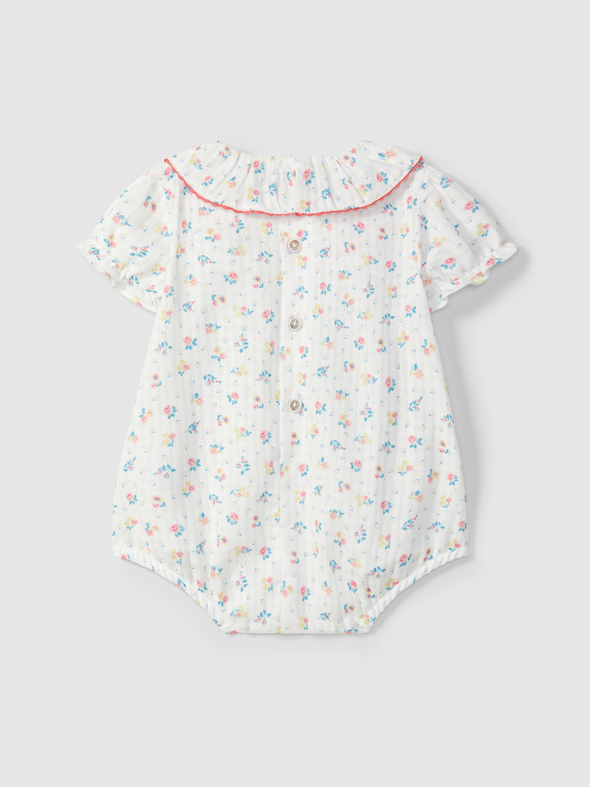 Floral print shortie with ruffled collar