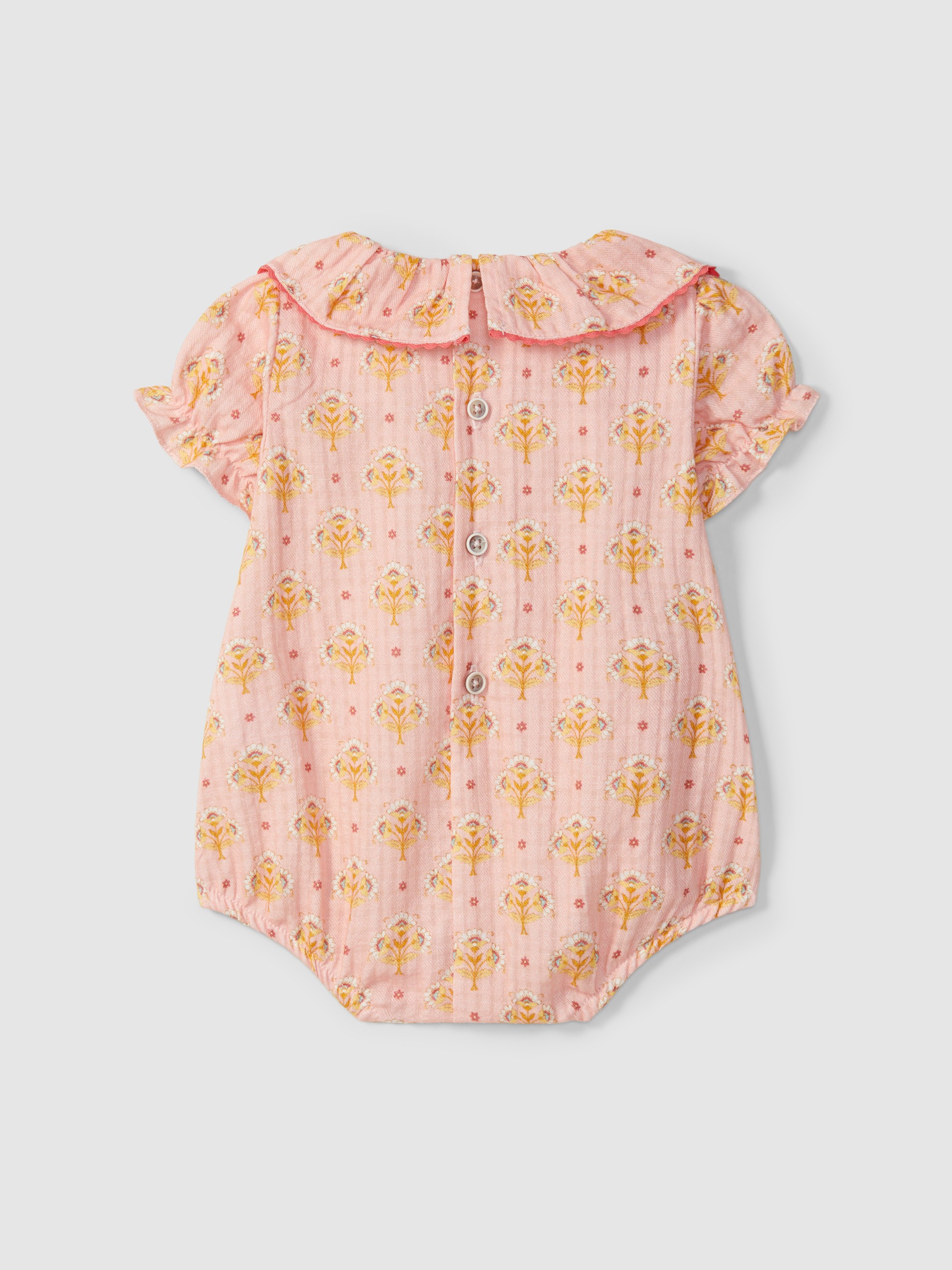 Floral print shortie with ruffled collar
