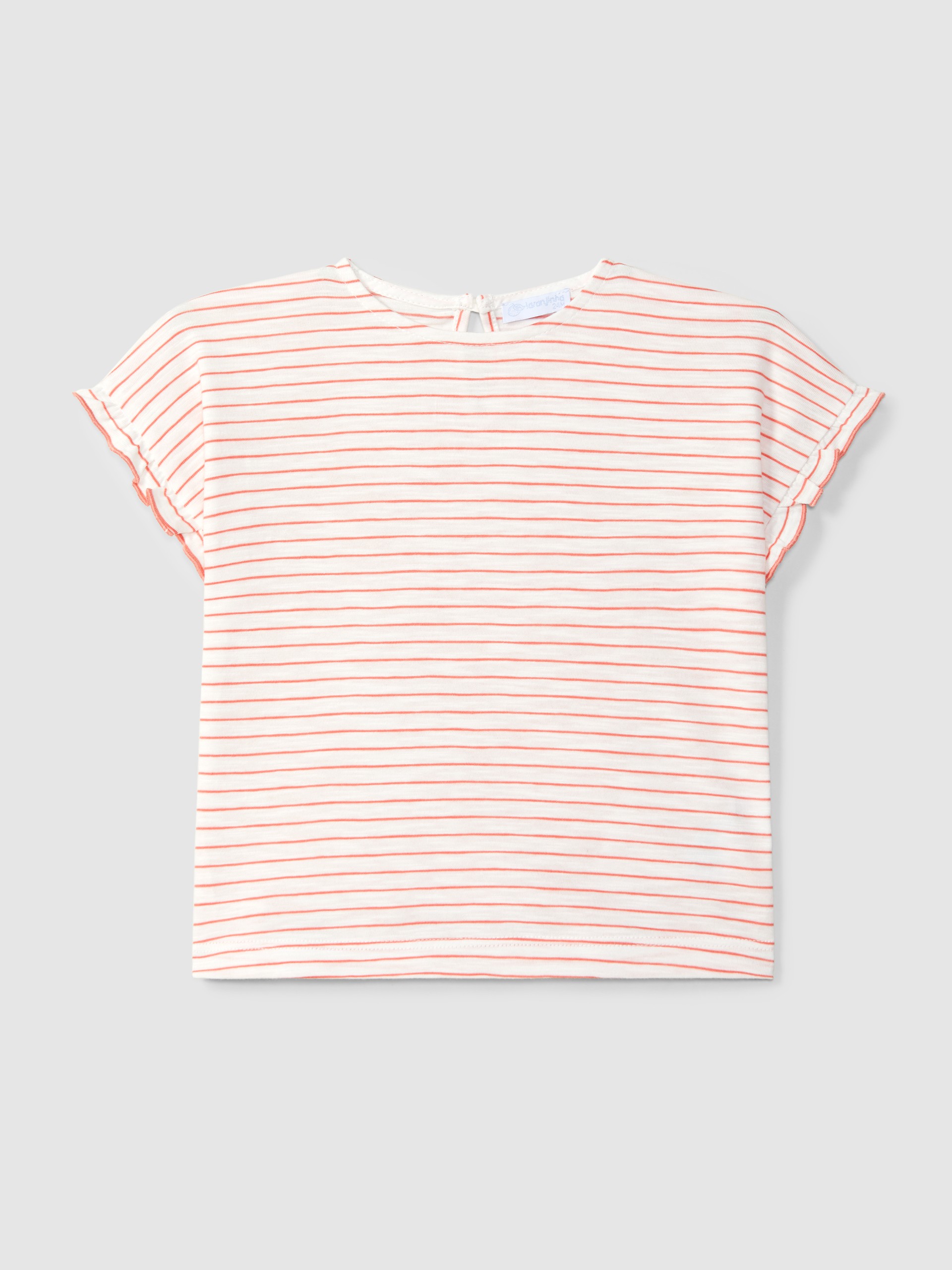 Striped T-shirt with ruffled sleeves