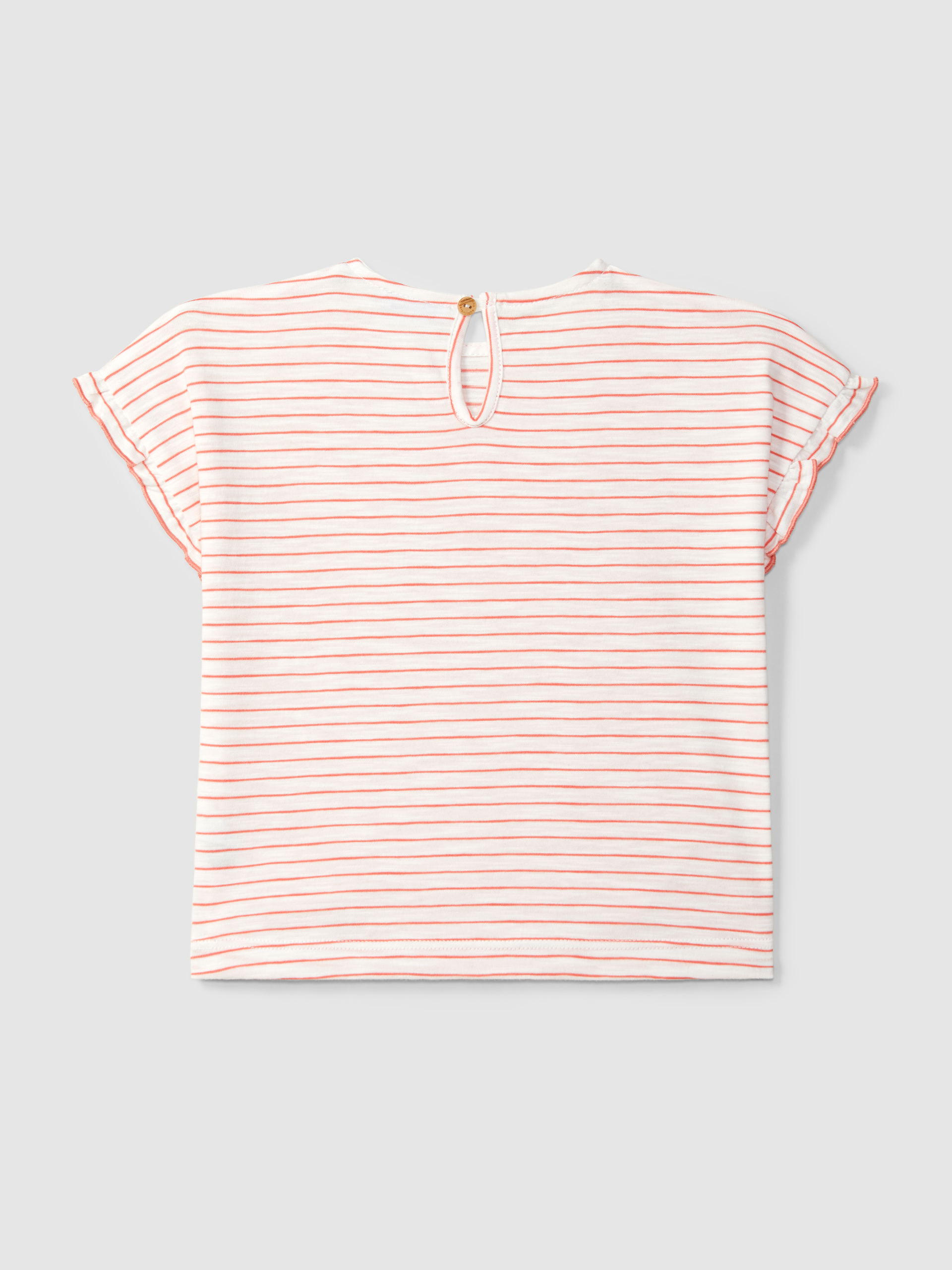 Striped T-shirt with ruffled sleeves