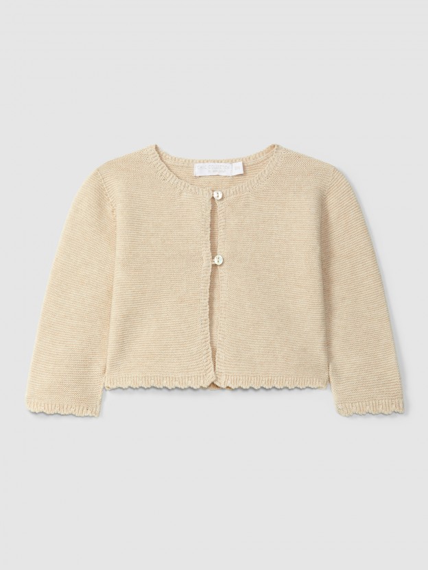Knitted short cardigan with ruched detail Knitted short cardigan with ruched detail