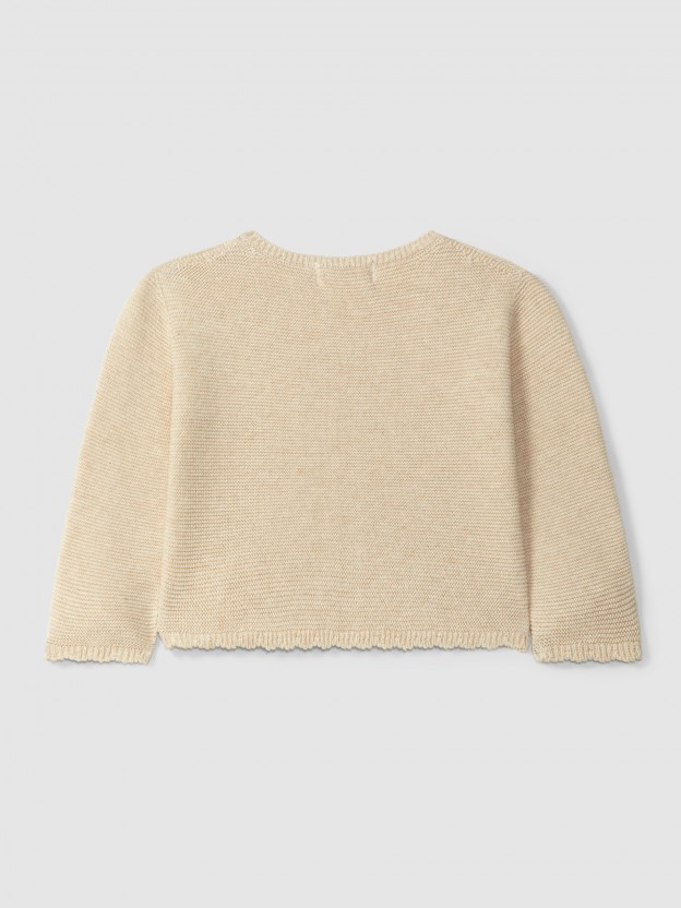 Knitted short cardigan with ruched detail Knitted short cardigan with ruched detail
