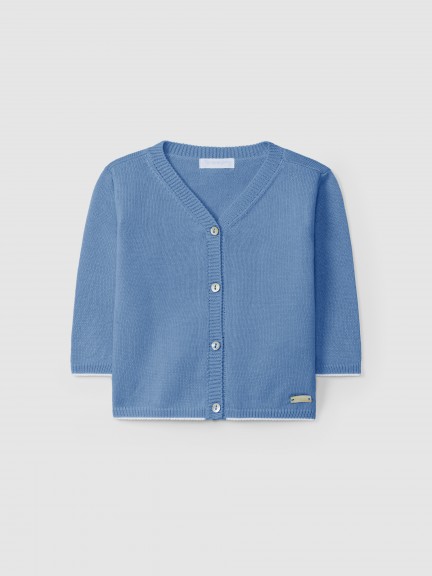 Gilet col en V avec d�tail de couleur en contraste