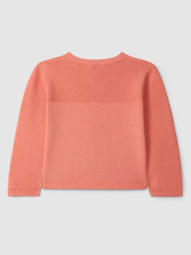 Knitted cardigan round neckline