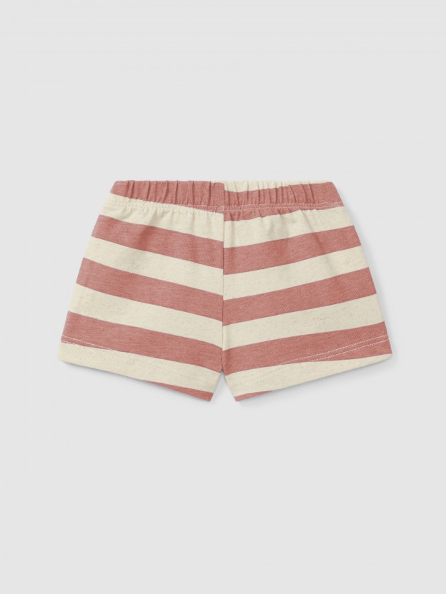 Pantalón corto pull-up a rayas con bolsillo Pantalón corto pull-up a rayas con bolsillo