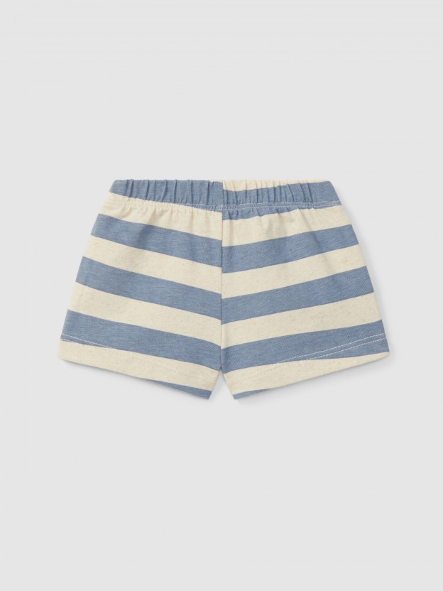 Pantalón corto pull-up a rayas con bolsillo Pantalón corto pull-up a rayas con bolsillo