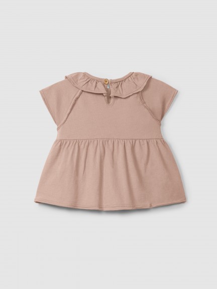 Plain jersey T-shirt with ruffled collar Plain jersey T-shirt with ruffled collar