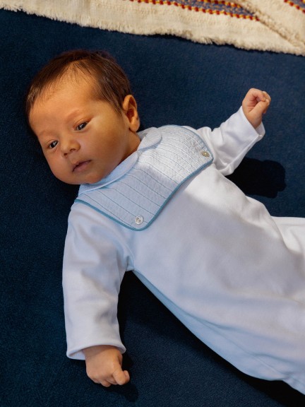Babygrow striped seersucker round collar