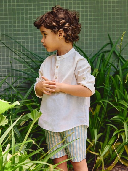 Shirt linen mandarin collar Shirt linen mandarin collar
