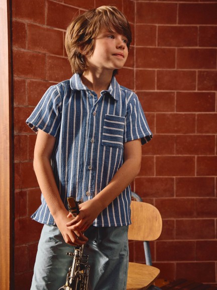 Striped gauze shirt