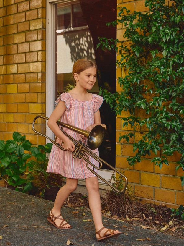 Dress in jacquard striped fabric Dress in jacquard striped fabric