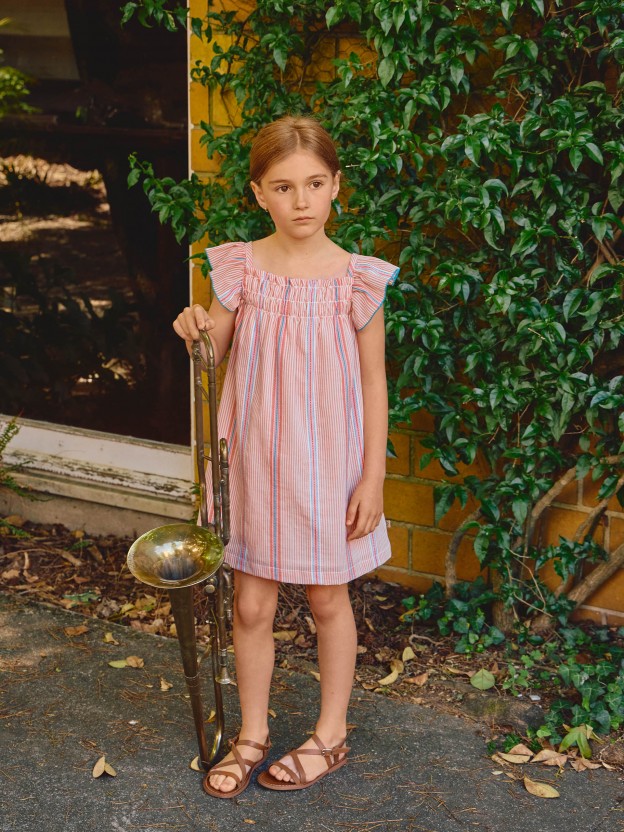 Dress in jacquard striped fabric Dress in jacquard striped fabric