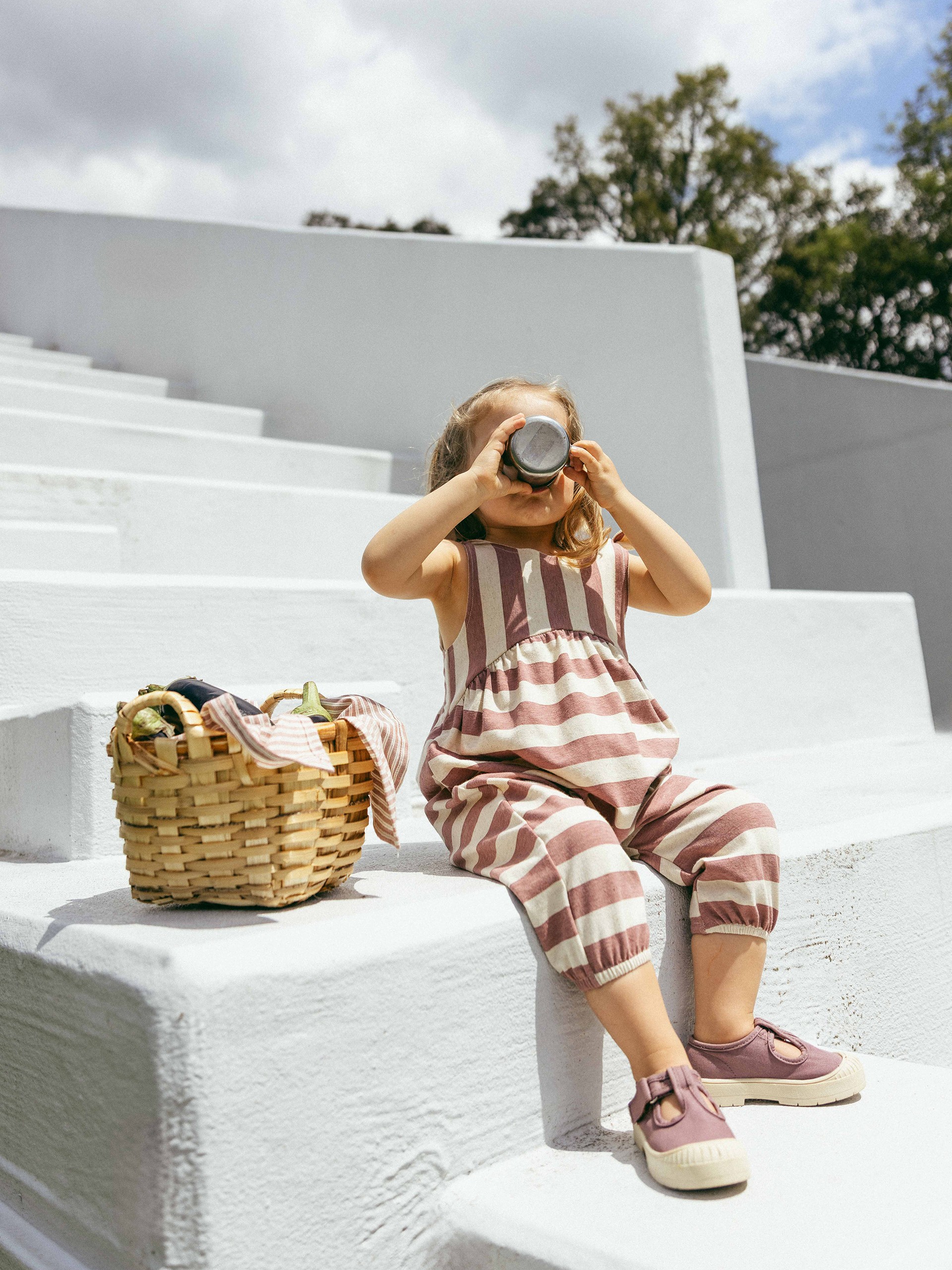 Striped dungarees