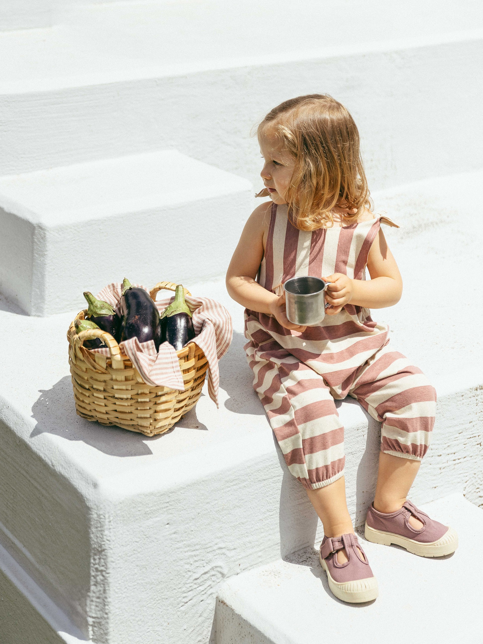 Striped dungarees