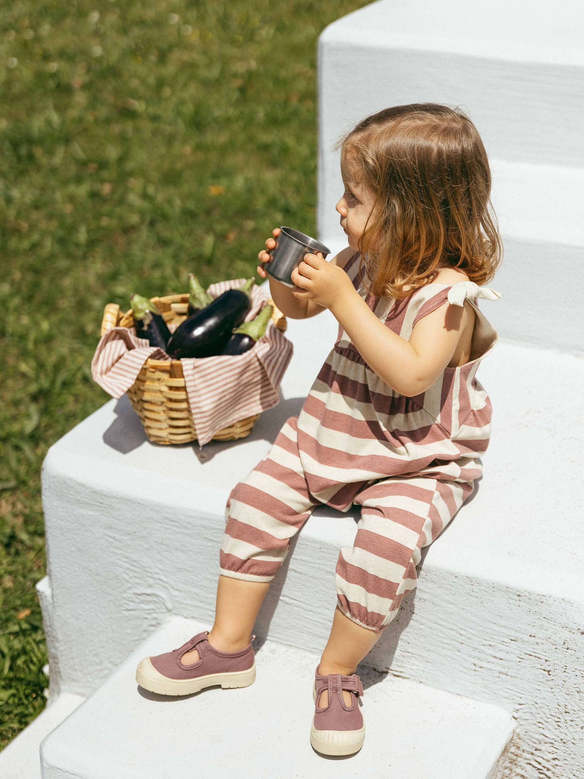Striped dungarees