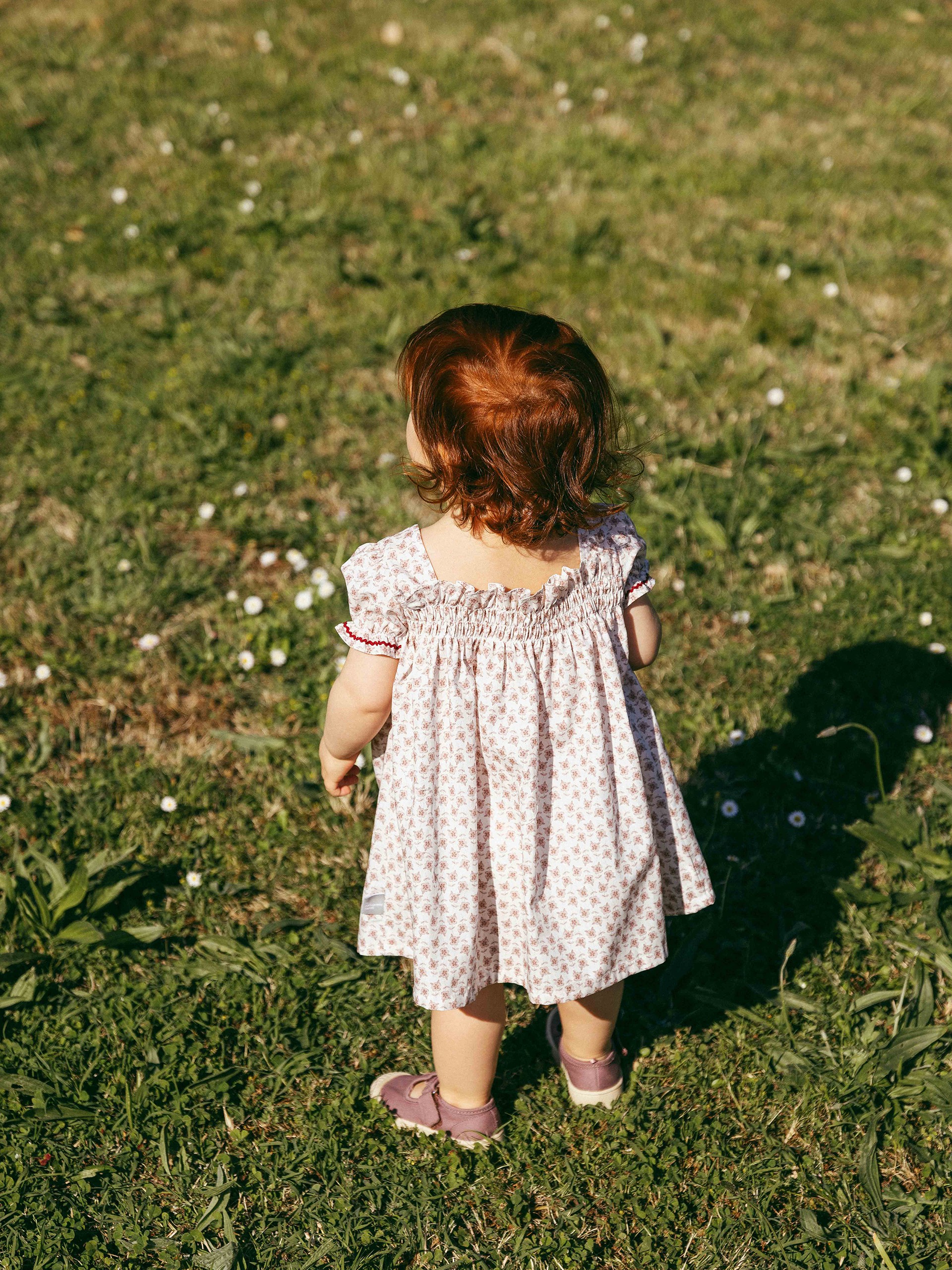 Vestido flores com detalhe de espiguilha