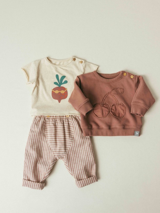 Pantalon pull-up en tissu � rayures