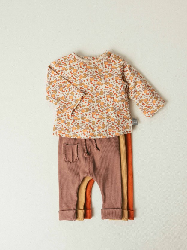 Leggings em malha canelada com bolso