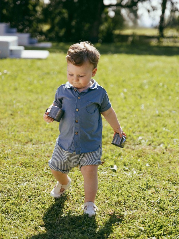 Pull-up shorts in striped fabric Pull-up shorts in striped fabric