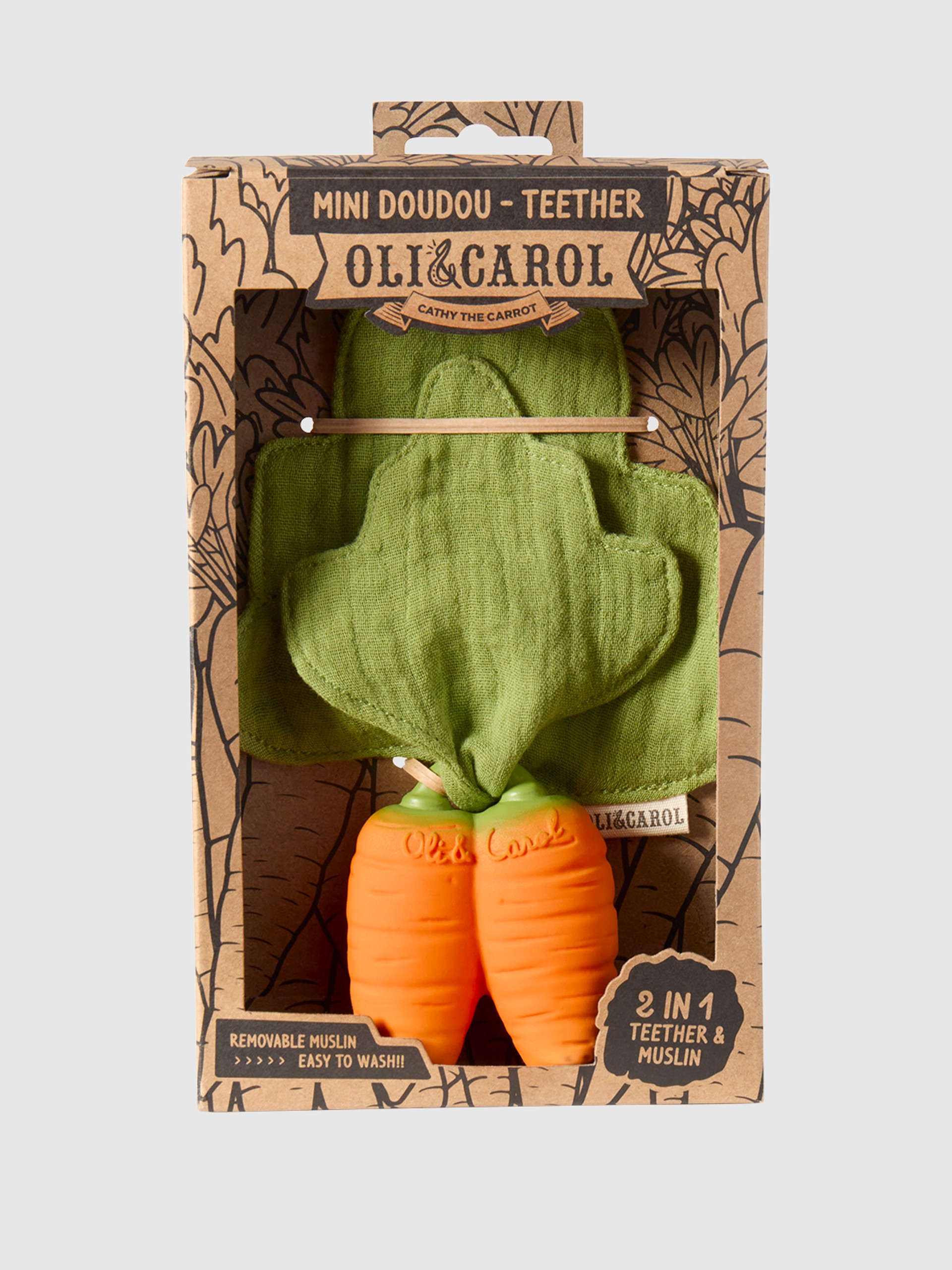 Cathy the Carrot Mini Doudou-Mordedor Bebé Oli&Carol