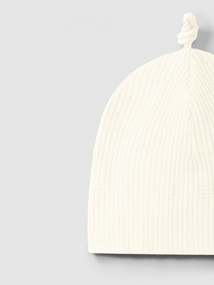 Ribbed jersey beanie with knot Ribbed jersey beanie with knot