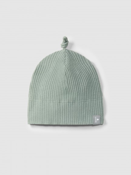 Gorro com n� em malha canelada