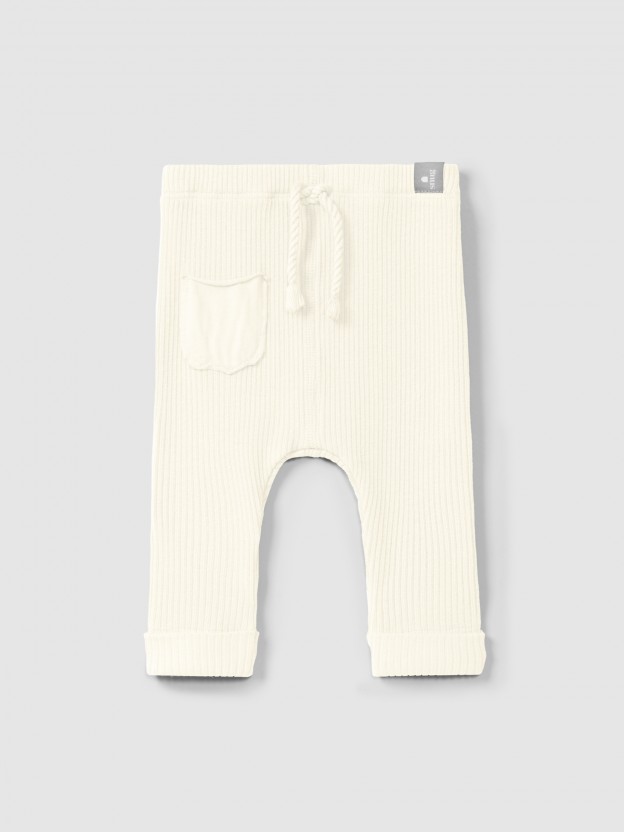 Leggings en punto acanalado con bolsillo