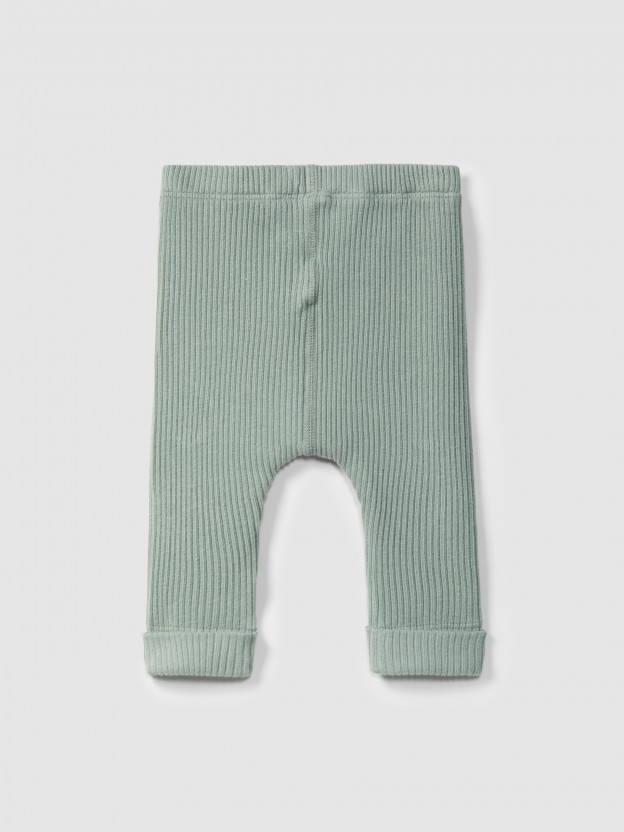 Leggings en punto acanalado con bolsillo