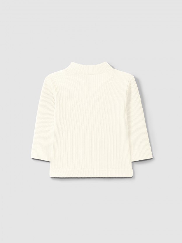 Longsleeve rolled collar in ribbed jersey
