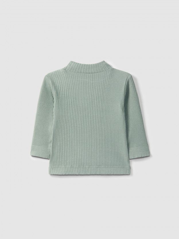 Longsleeve rolled collar in ribbed jersey Longsleeve rolled collar in ribbed jersey