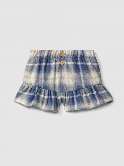 Pull-up check shorts with ruffle Pull-up check shorts with ruffle