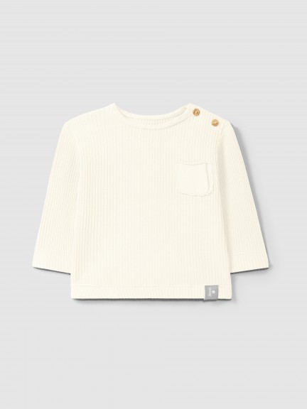 Longsleeve em malha canelada com bolso Longsleeve em malha canelada com bolso