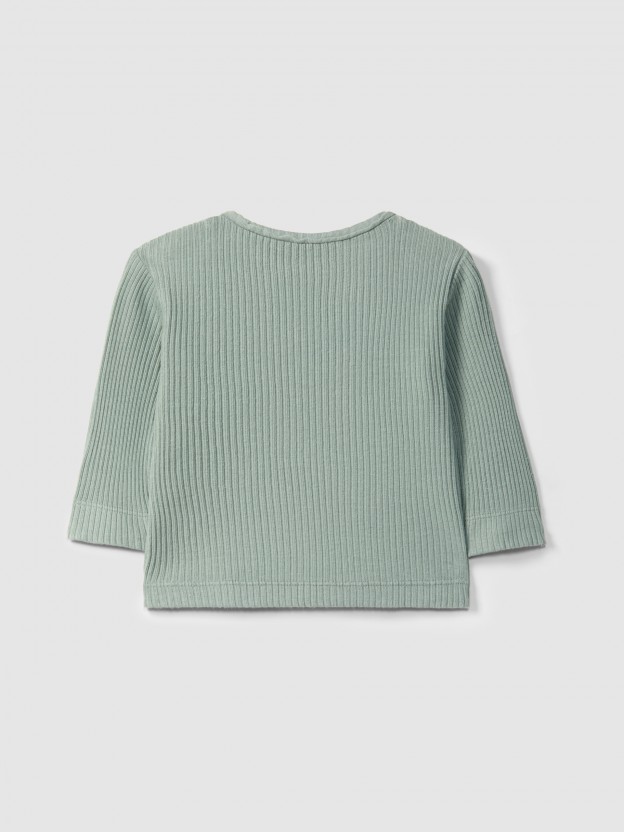 Longsleeve en maille cannelée avec poche Longsleeve en maille cannelée avec poche