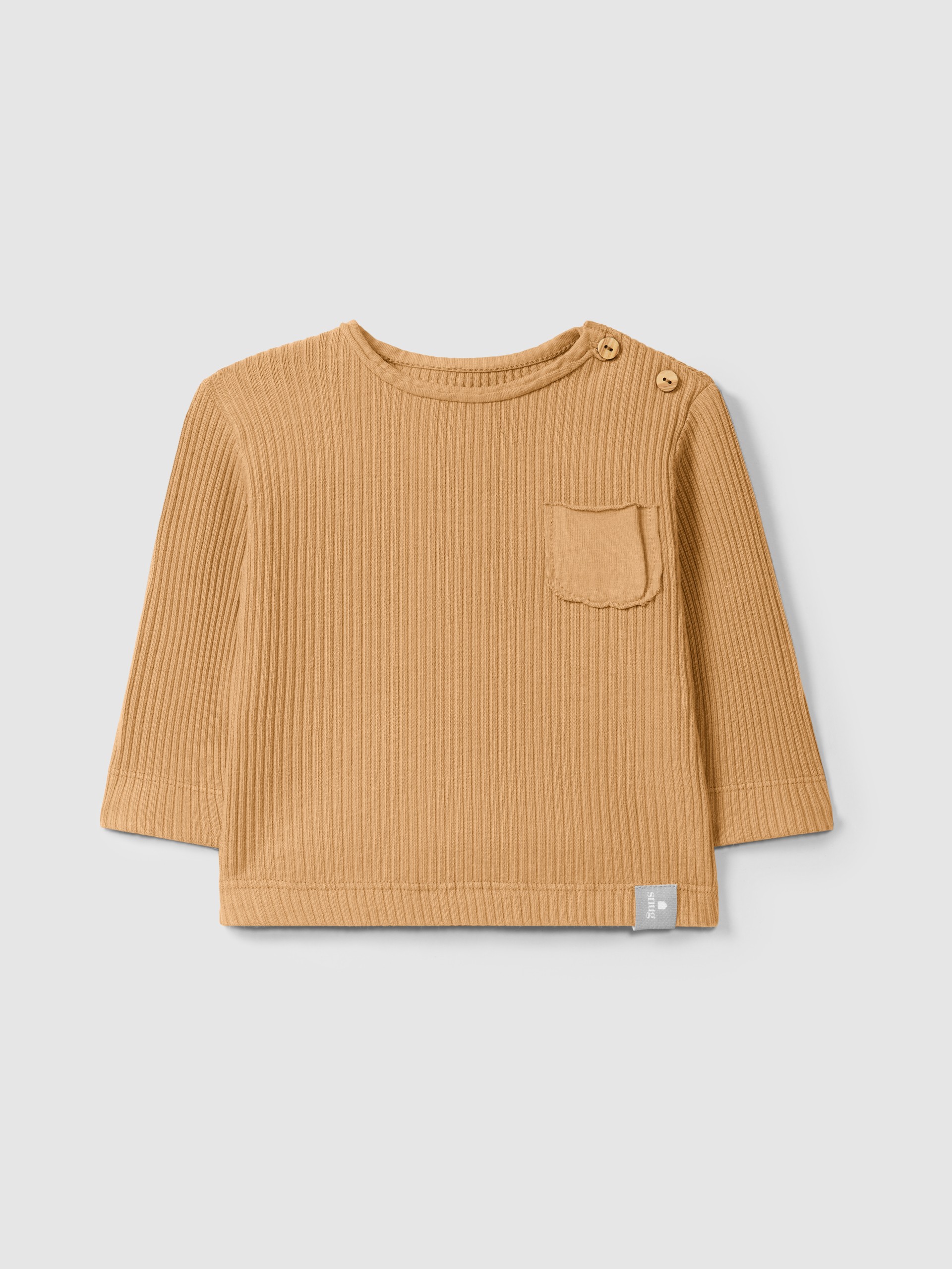 Longsleeve em malha canelada com bolso