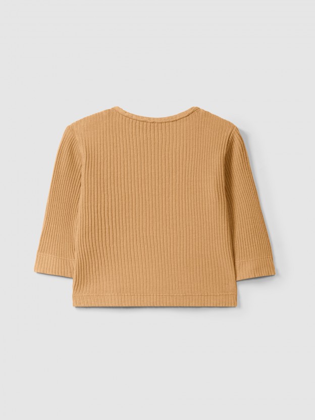Longsleeve em malha canelada com bolso Longsleeve em malha canelada com bolso