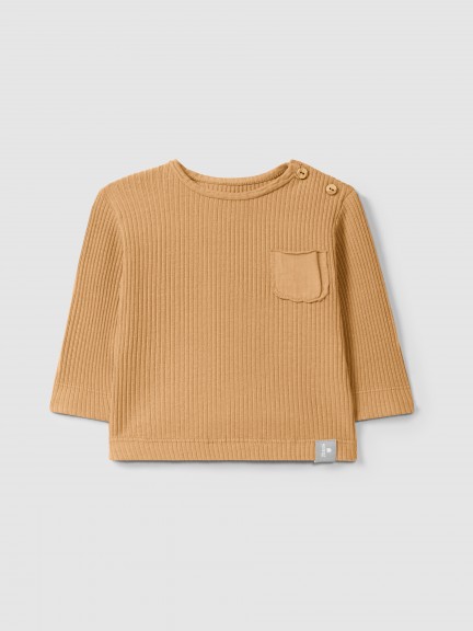 Ribbed jersey longsleeve with pocket
