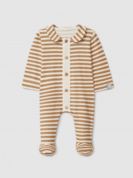 Striped romper with peter-pan collar Striped romper with peter-pan collar