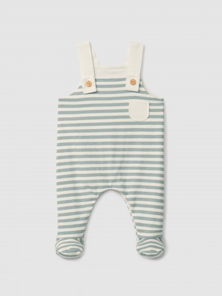 Jardineiras de riscas com bolso Jardineiras de riscas com bolso