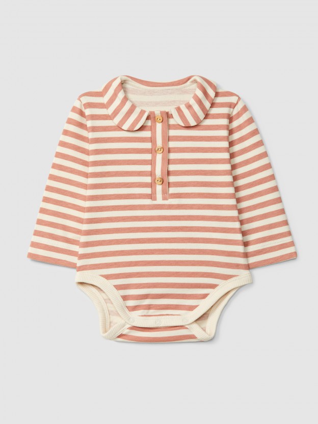 Body a rayas con cuello peter-pan Body a rayas con cuello peter-pan
