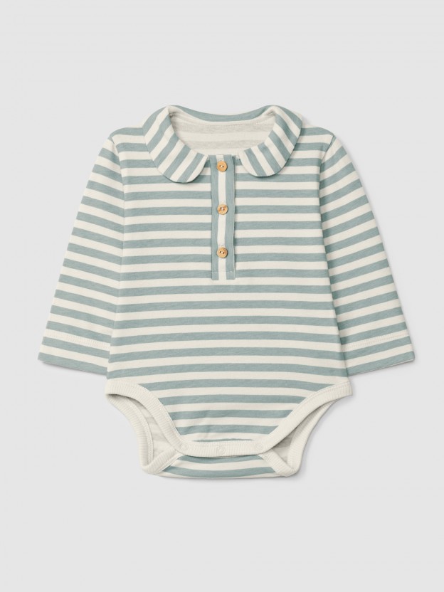 Body a rayas con cuello peter-pan Body a rayas con cuello peter-pan