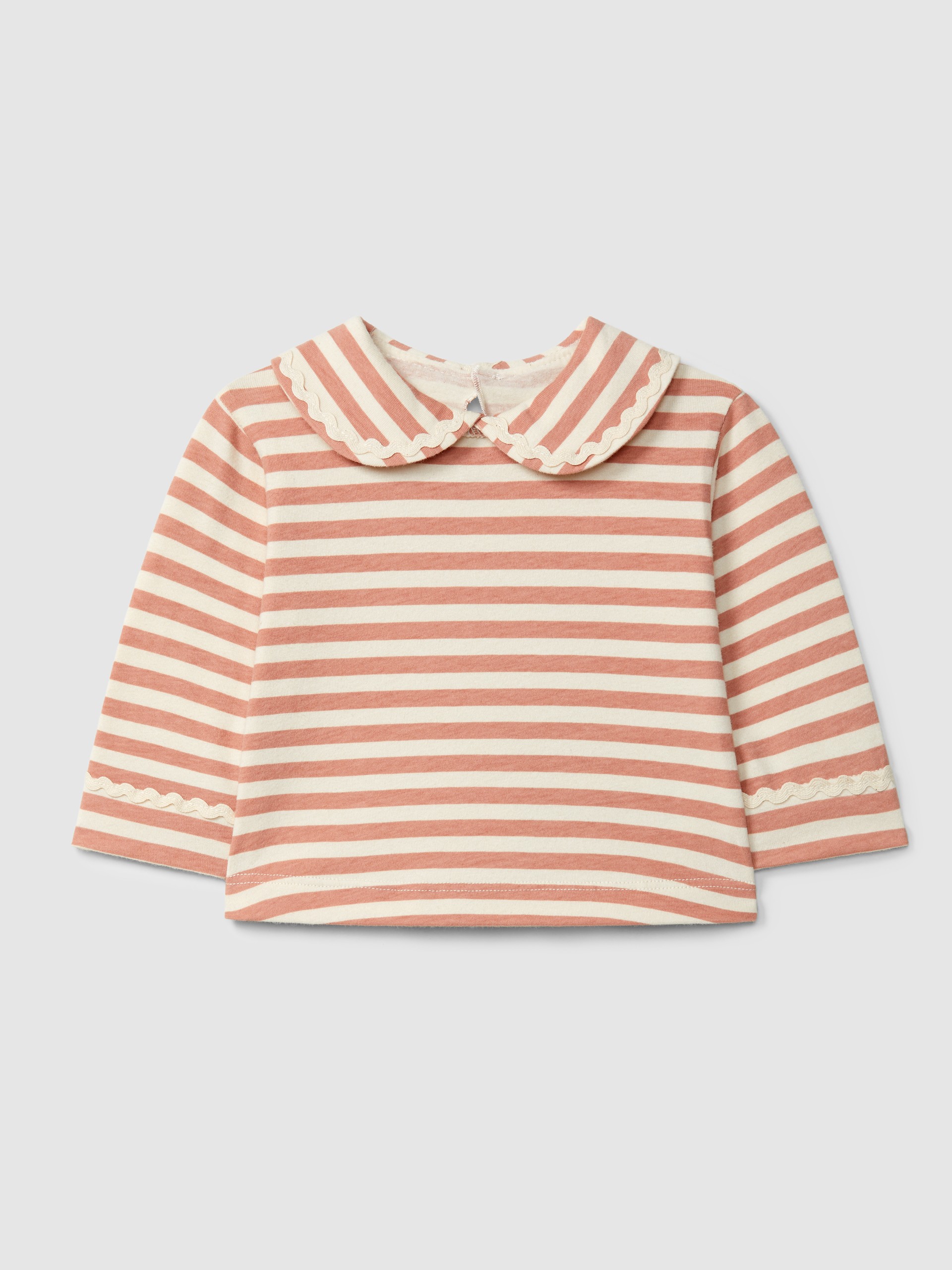 Camiseta de manga larga de rayas con detalle de picunela