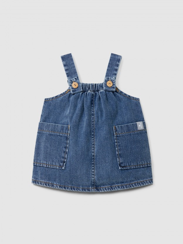 Jupe-salopette en denim en coton biologique