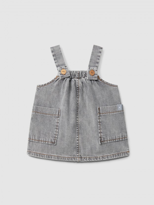 Jupe-salopette en denim en coton biologique Jupe-salopette en denim en coton biologique