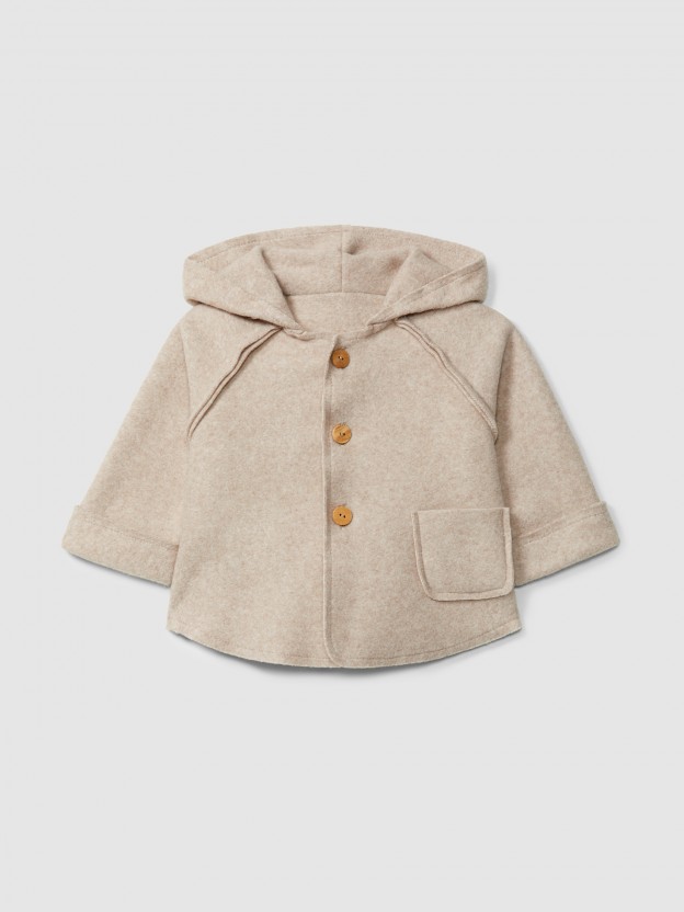 Chaqueta con capucha en tejido polar de algodón orgánico Chaqueta con capucha en tejido polar de algodón orgánico