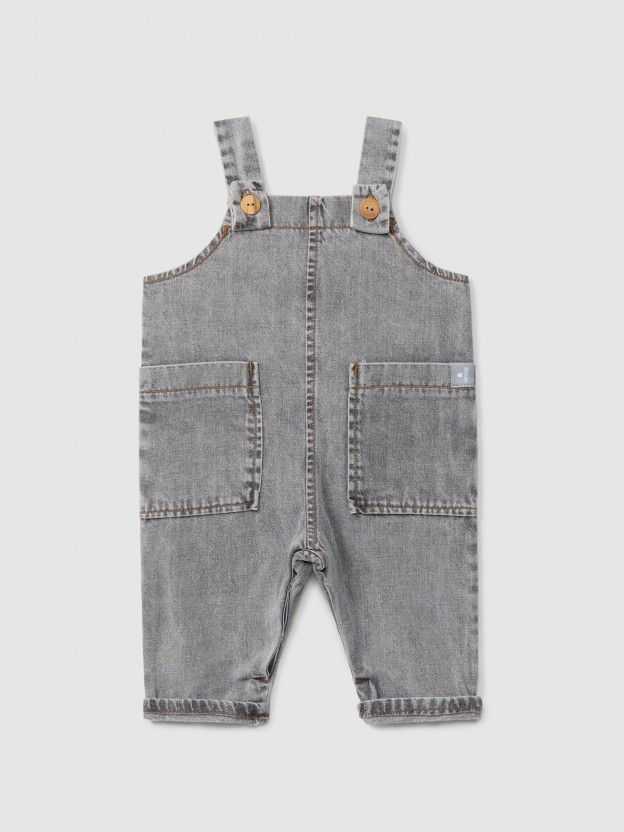 Peto en denim de algodón orgánico Peto en denim de algodón orgánico