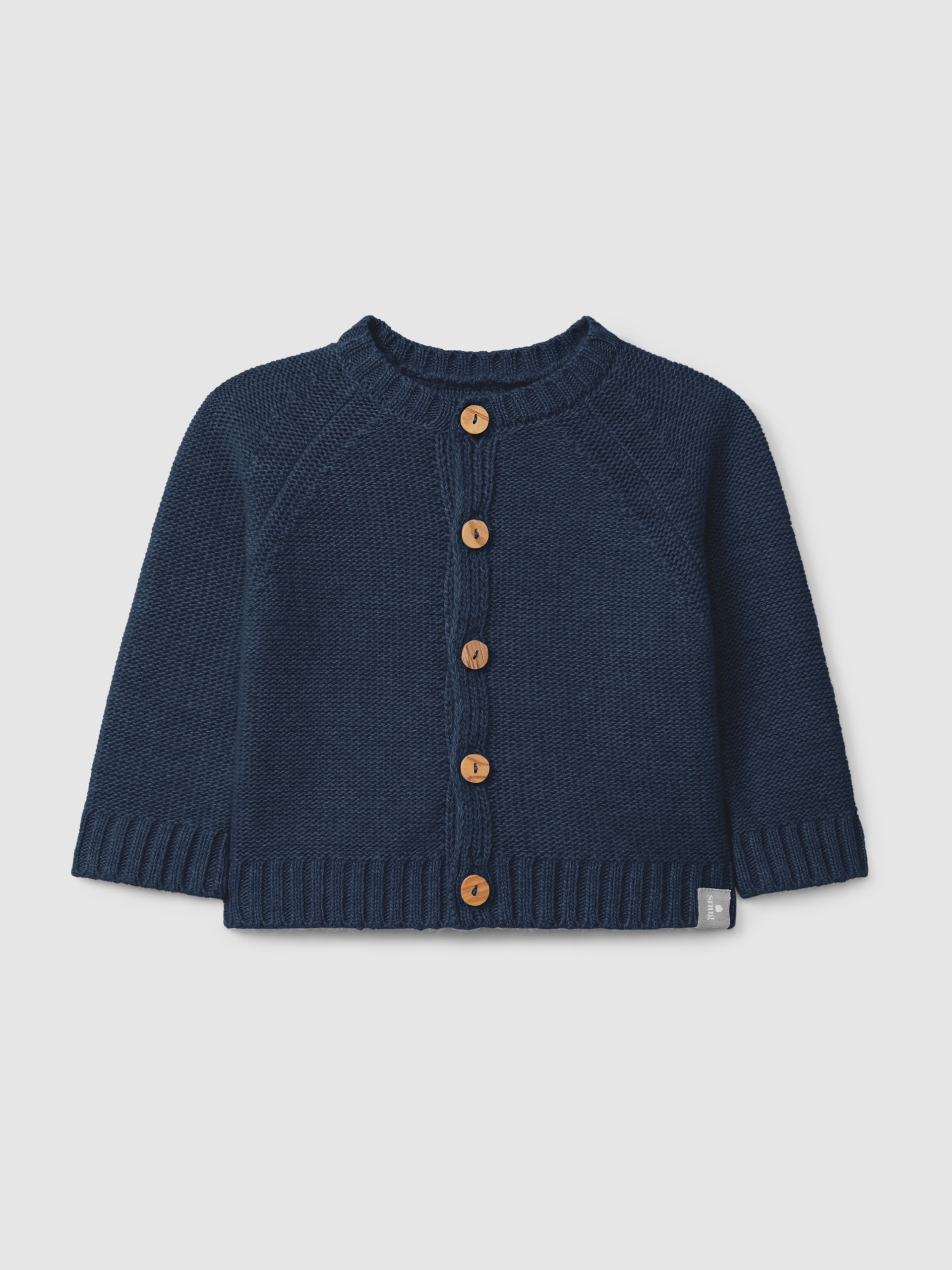 Knitted cardigan with a round neck