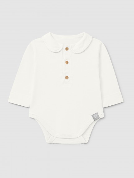 Body uni � col Peter pan en coton biologique